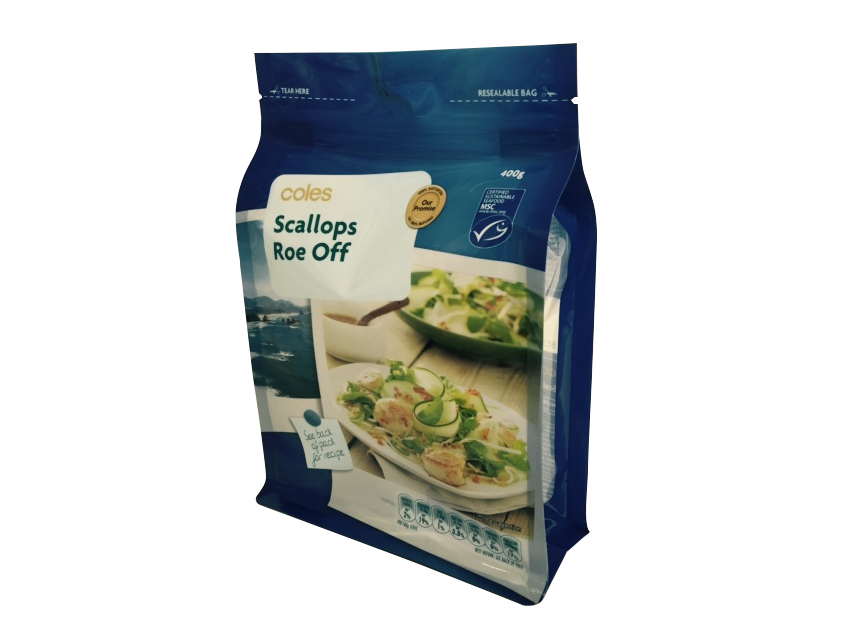 box pouch, seafood packaging, flat bottom pouch